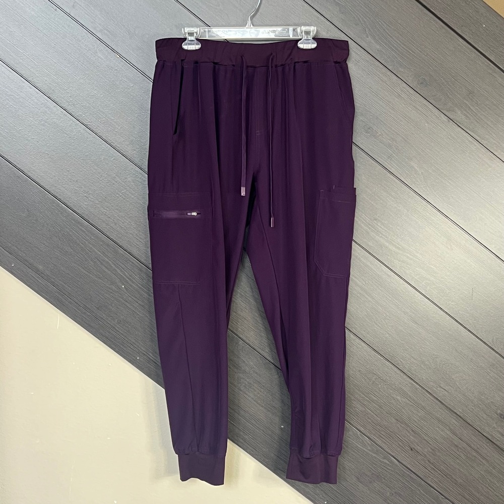 iFlex Women's Scrub Jogger Pants XXL Plum Stretch Cargo‎